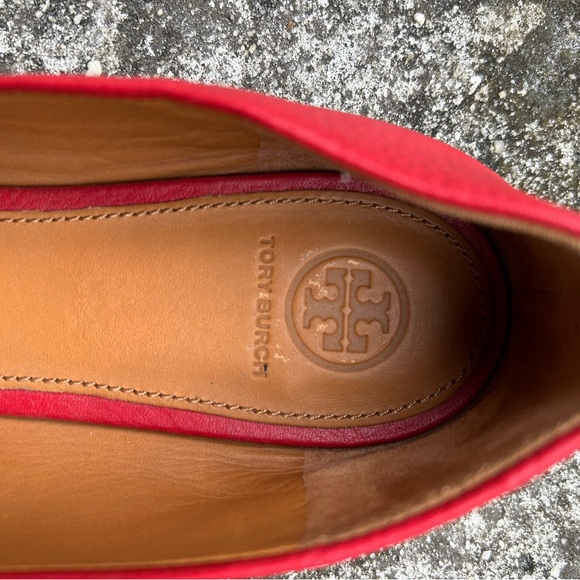 Tory Burch CHELSEA Red Ballet Flats with Gold Accents - Picture 12 of 14